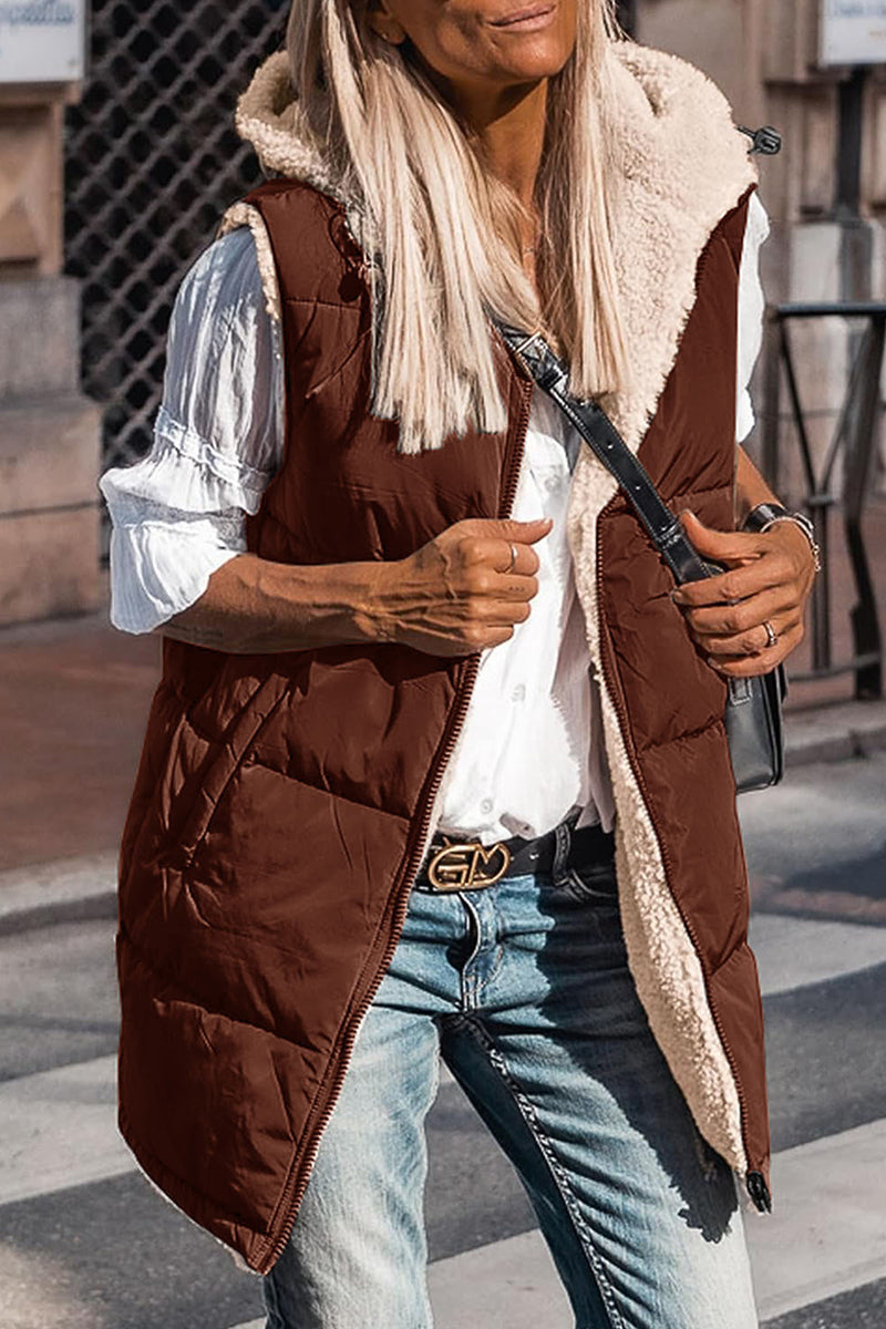 Vêtements d'extérieur à capuche, style patchwork uni, simplicité décontractée.