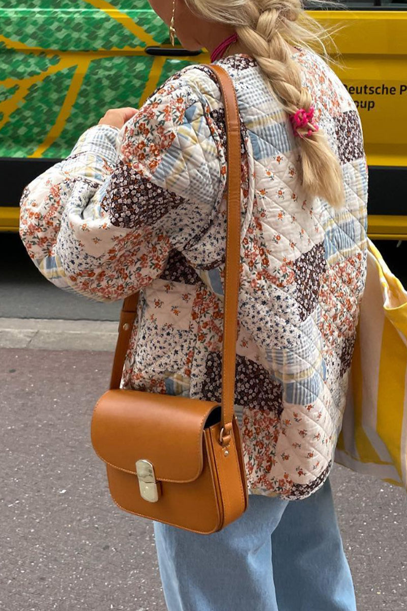 Vêtements d'extérieur à col rond avec poches et imprimé urbain