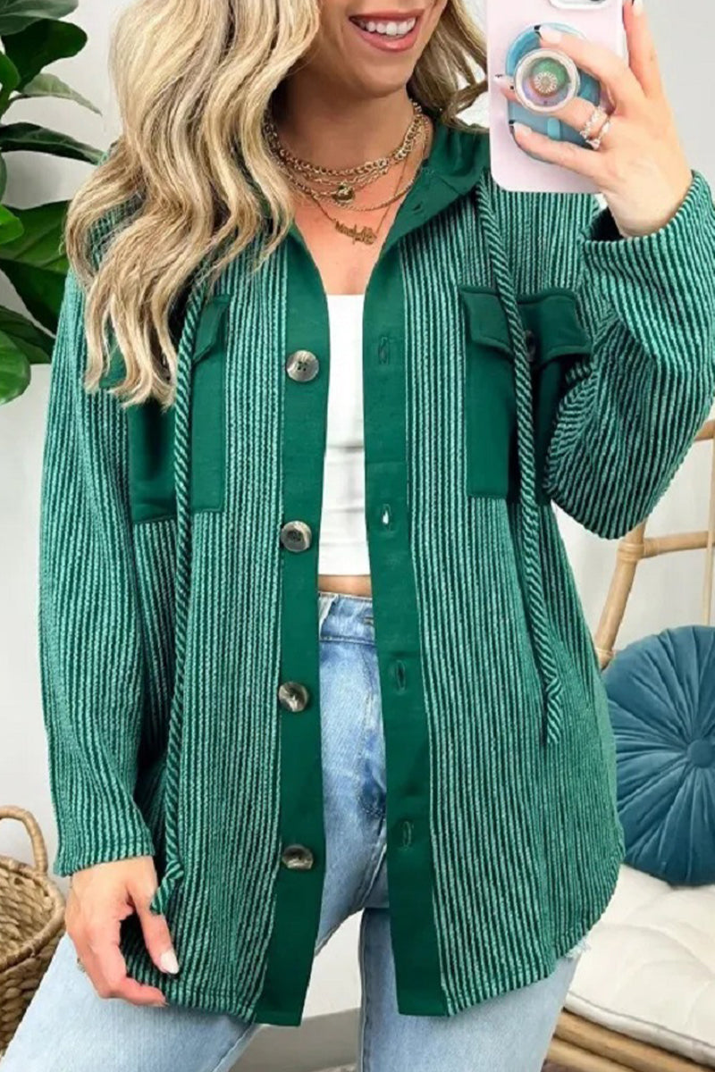 Vêtements d'extérieur décontractés à capuche avec contraste de couleurs (6 couleurs)