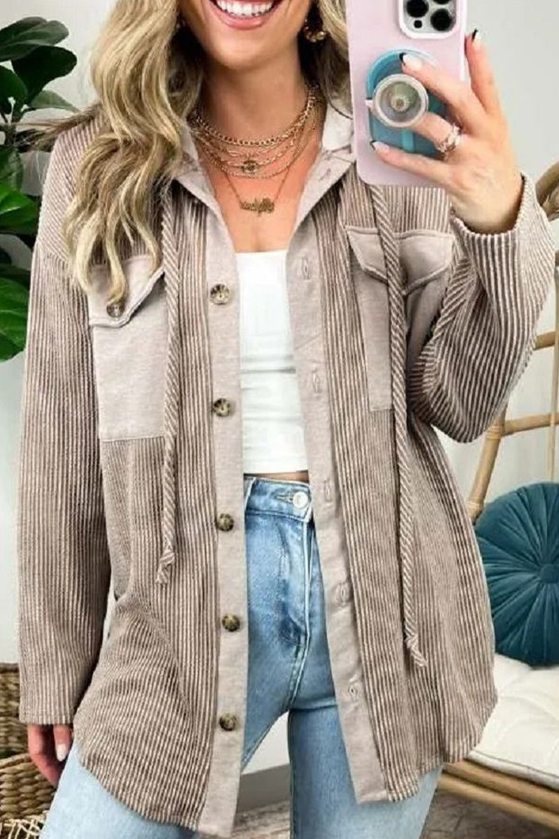 Vêtements d'extérieur décontractés à capuche avec contraste de couleurs (6 couleurs)