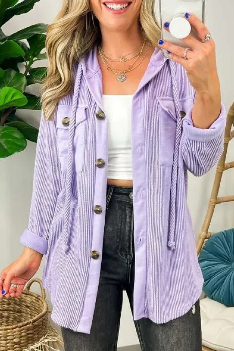 Vêtements d'extérieur décontractés à capuche avec contraste de couleurs (6 couleurs)