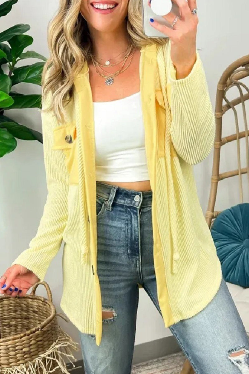 Vêtements d'extérieur décontractés à capuche avec contraste de couleurs (6 couleurs)