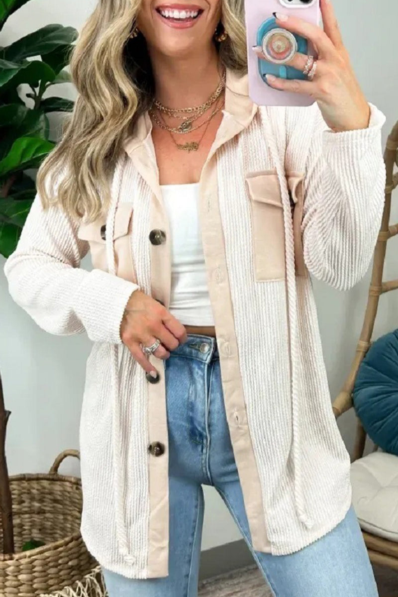 Vêtements d'extérieur décontractés à capuche avec contraste de couleurs (6 couleurs)