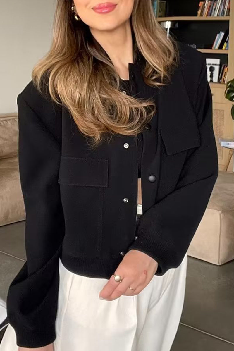 Vêtements d'extérieur décontractés, col mandarin, poches boutonnées (3 couleurs)