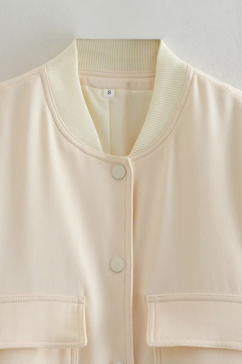 Vêtements d'extérieur décontractés, col mandarin, poches boutonnées (3 couleurs)