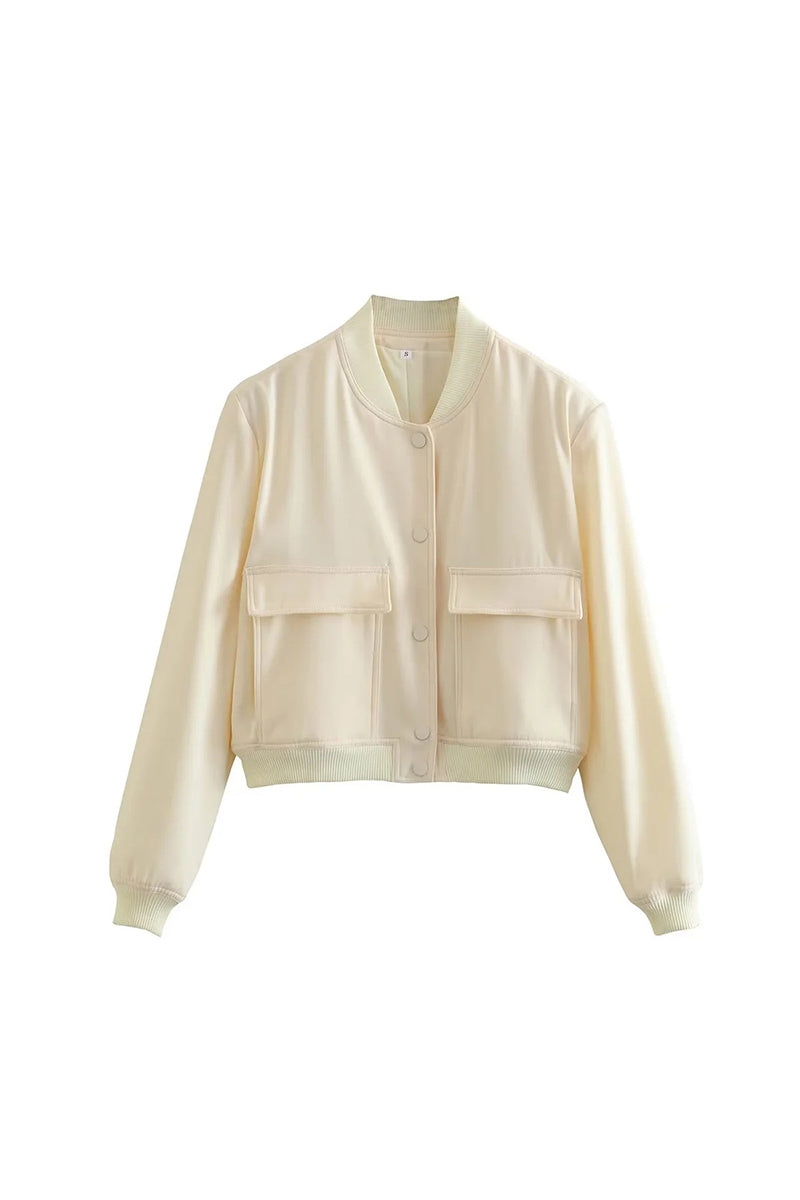 Vêtements d'extérieur décontractés, col mandarin, poches boutonnées (3 couleurs)