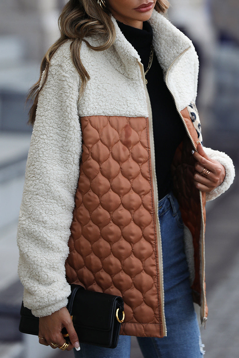 Vêtements d'extérieur décontractés à imprimé animal, avec poches et col montant (6 couleurs)