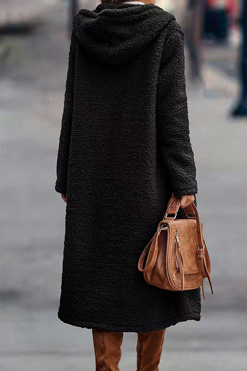 Vêtements d'extérieur décontractés à capuche et à boutons (4 couleurs)