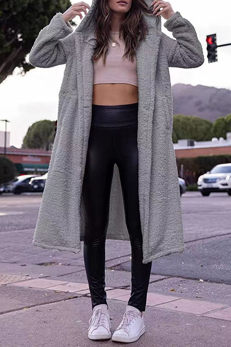 Vêtements d'extérieur décontractés à capuche et à boutons (4 couleurs)