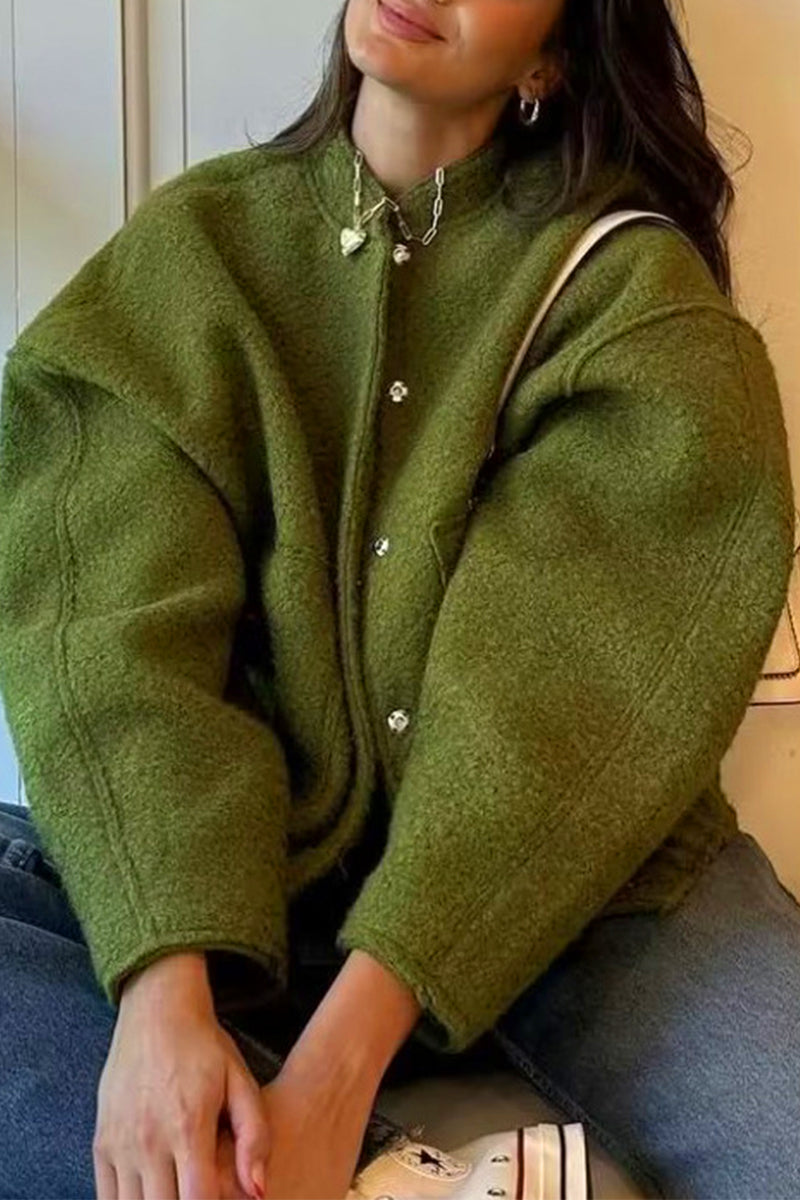 Vêtements d'extérieur simples et décontractés, col mandarin, poches, unis (7 couleurs)