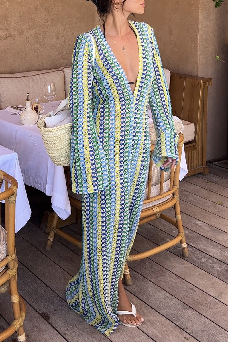 Robes-jupes sexy pour les vacances, style patchwork, col en V, en une seule pièce (4 couleurs)