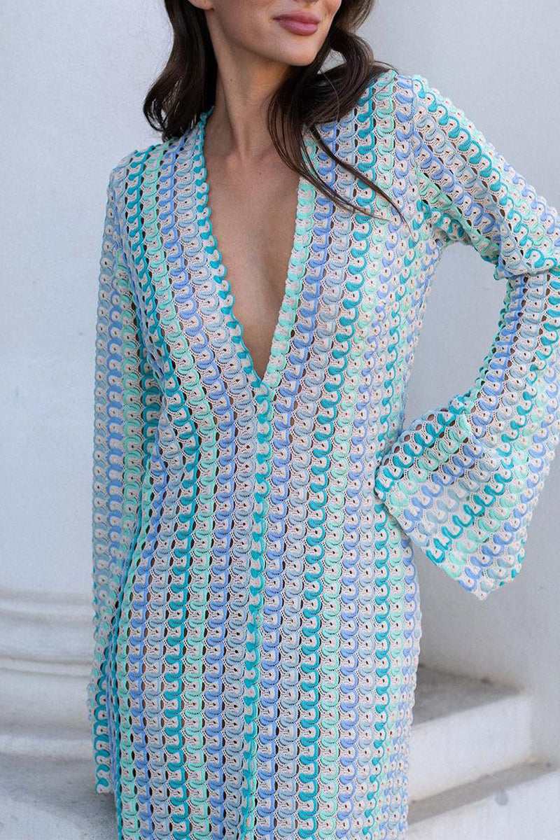 Robes-jupes sexy pour les vacances, style patchwork, col en V, en une seule pièce (4 couleurs)