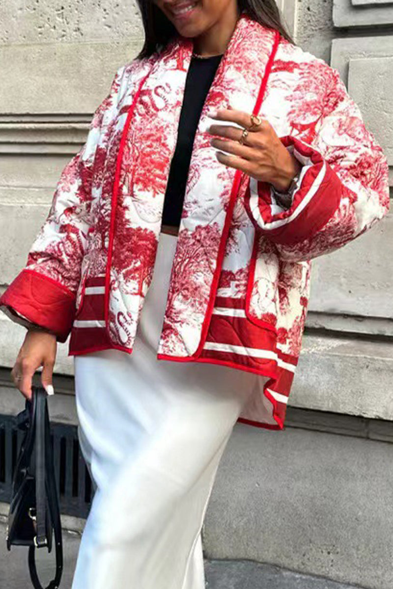 Vêtements d'extérieur à col rabattu avec poches et imprimé urbain