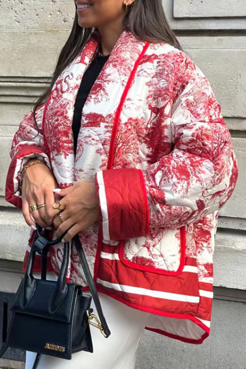 Vêtements d'extérieur à col rabattu avec poches et imprimé urbain