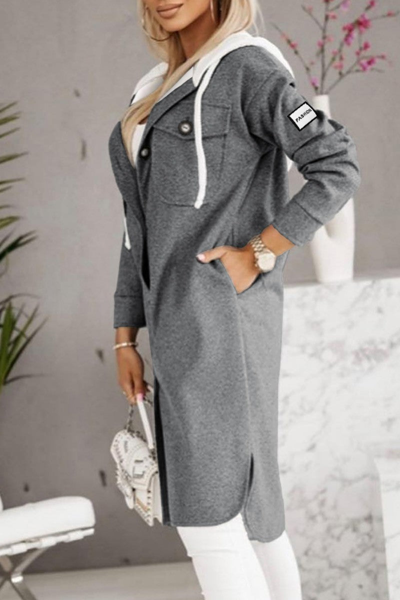 Vêtements d'extérieur décontractés à capuche, en patchwork uni.