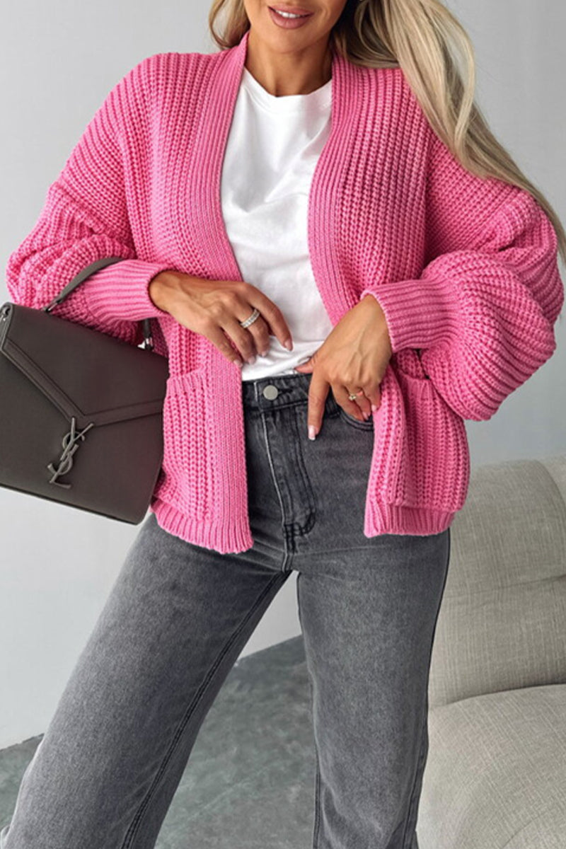 Vêtements d'extérieur élégants, unis, avec poches et col en V.