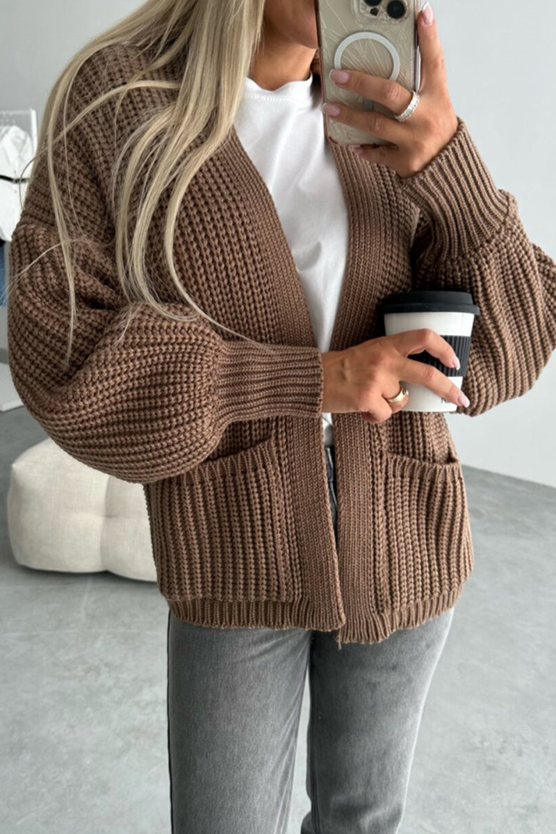 Vêtements d'extérieur élégants, unis, avec poches et col en V.