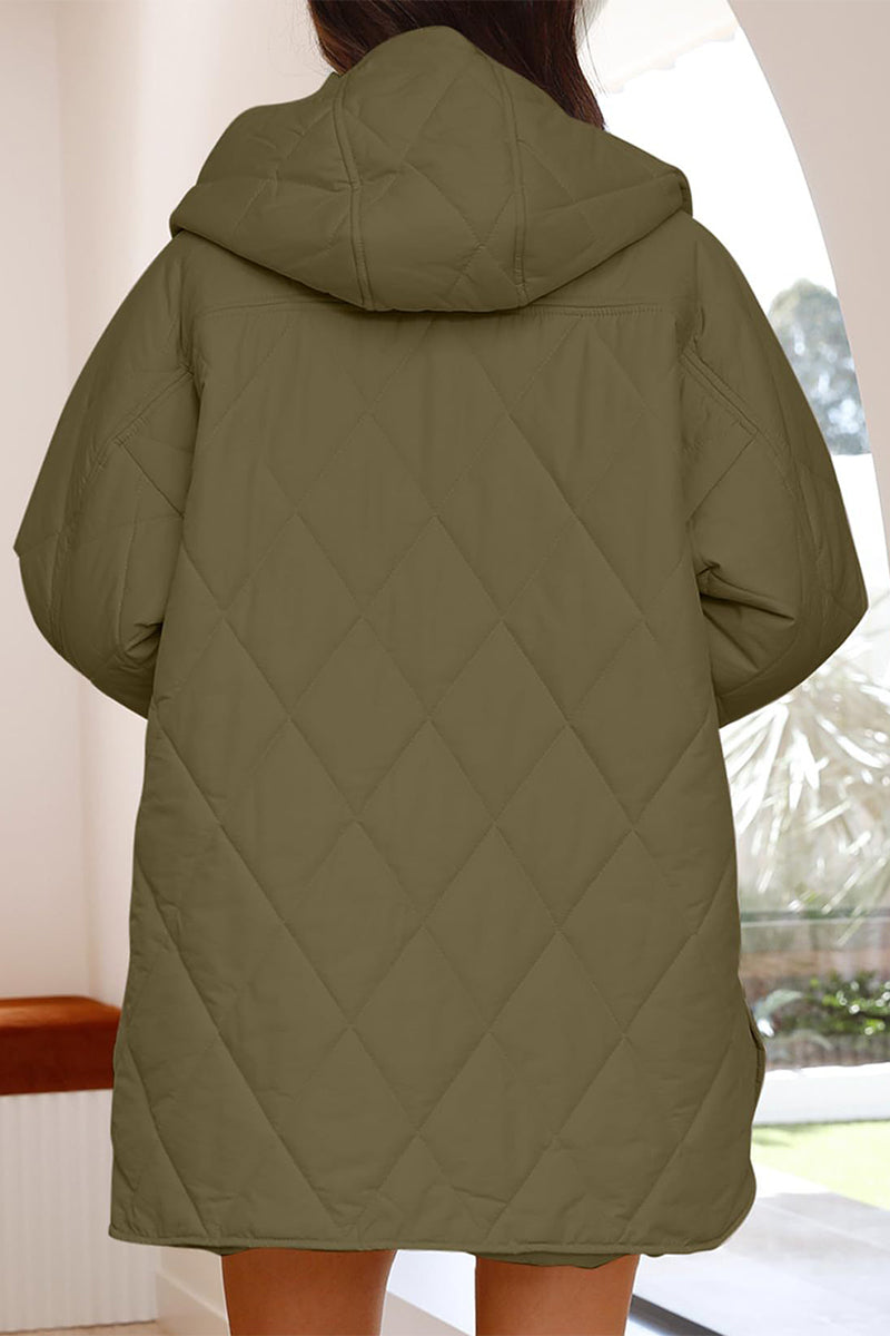 Vêtements d'extérieur décontractés à capuche et poches, couleur unie.