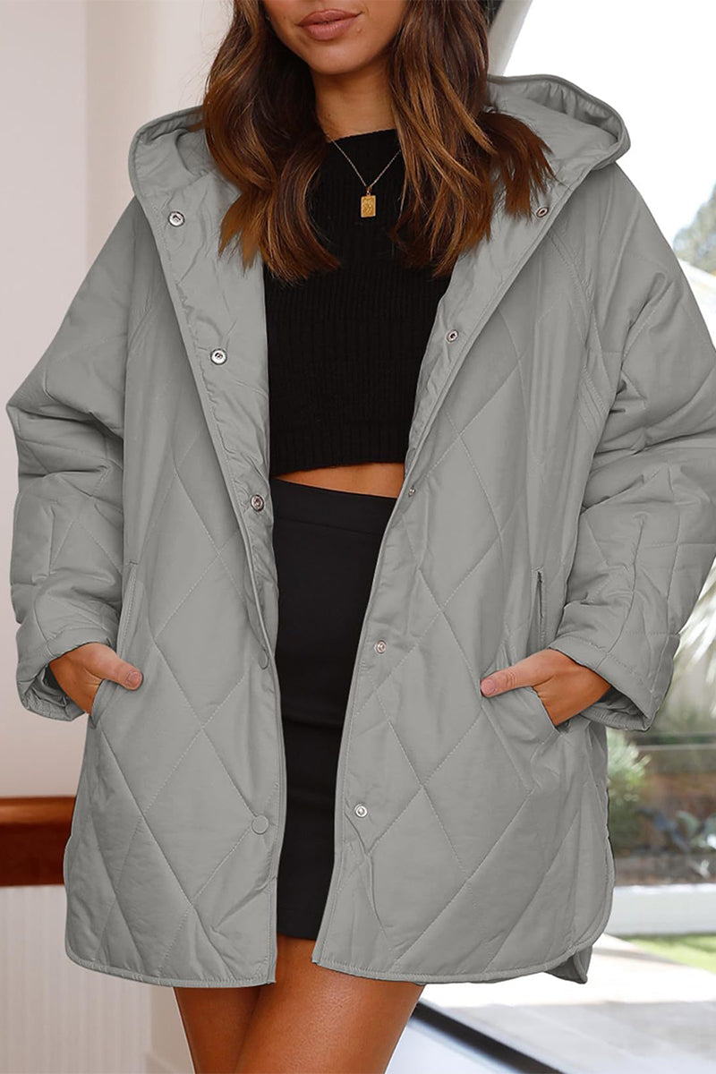 Vêtements d'extérieur décontractés à capuche et poches, couleur unie.