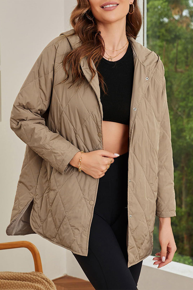 Vêtements d'extérieur décontractés à capuche et poches, couleur unie.