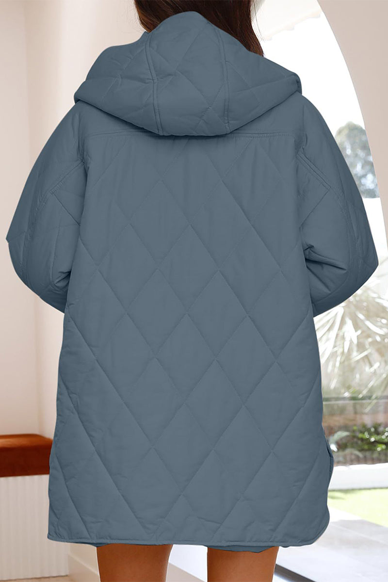 Vêtements d'extérieur décontractés à capuche et poches, couleur unie.