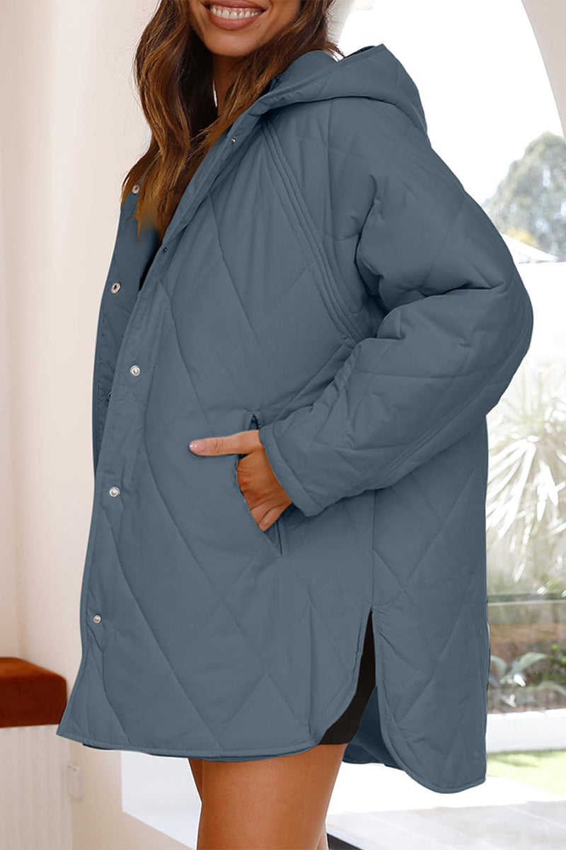 Vêtements d'extérieur décontractés à capuche et poches, couleur unie.