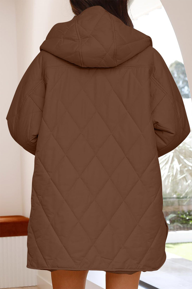 Vêtements d'extérieur décontractés à capuche et poches, couleur unie.