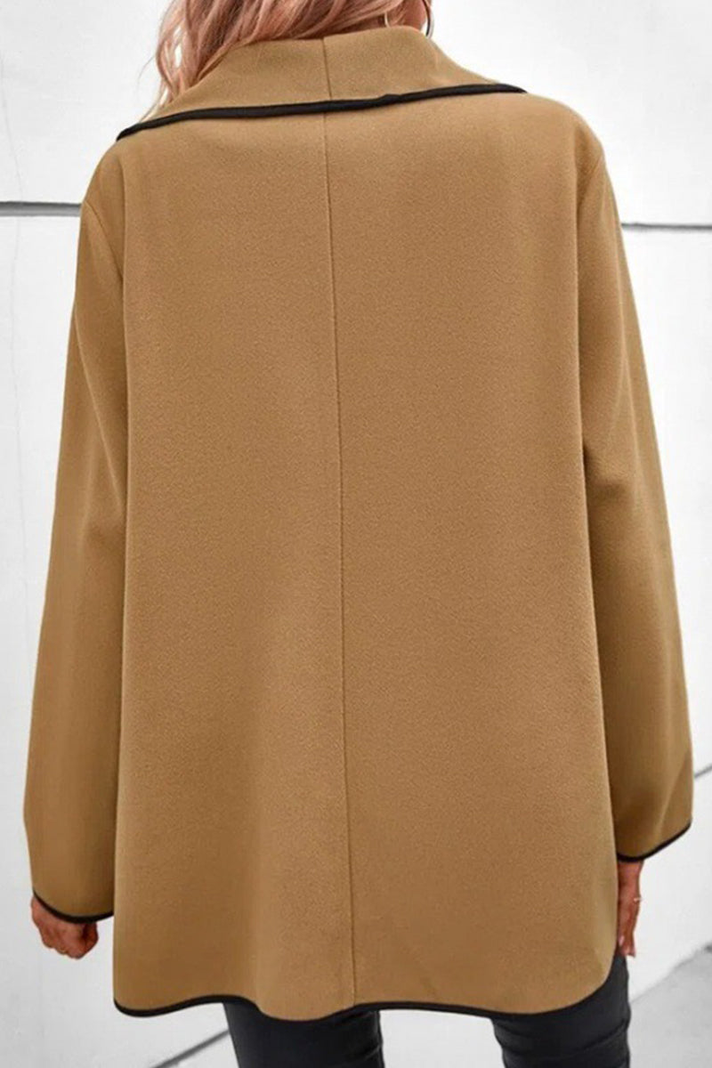 Vêtements d'extérieur décontractés, simples, à motifs contrastés et col montant.