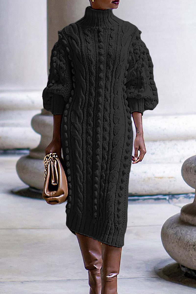 Robes droites casual à col montant, en patchwork uni, avec ouverture haute (5 couleurs)