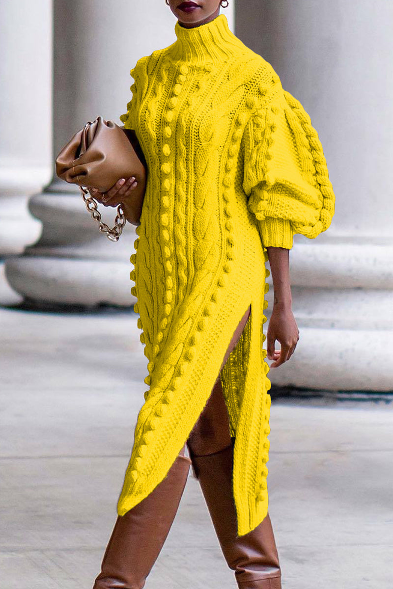 Robes droites casual à col montant, en patchwork uni, avec ouverture haute (5 couleurs)