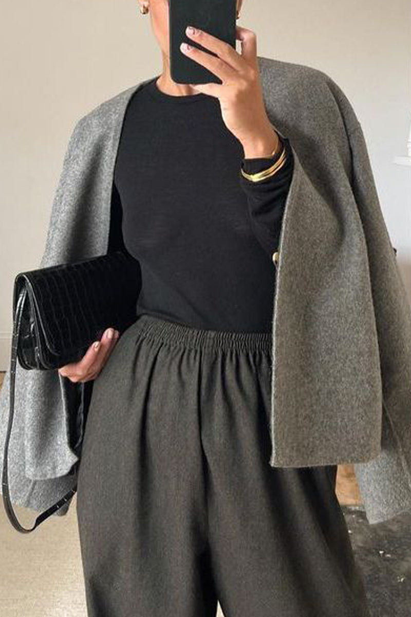 Vêtements d'extérieur décontractés, col en V, boutonnés, unis.