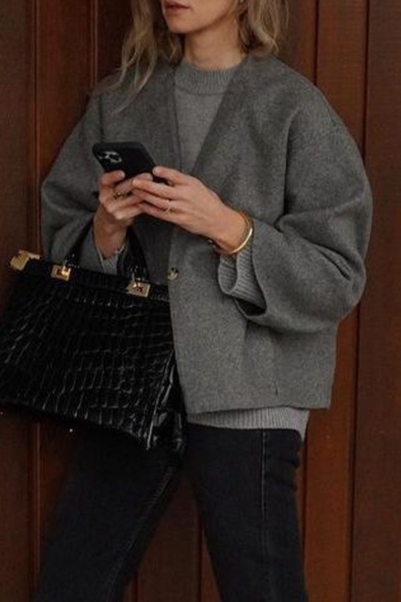 Vêtements d'extérieur décontractés, col en V, boutonnés, unis.