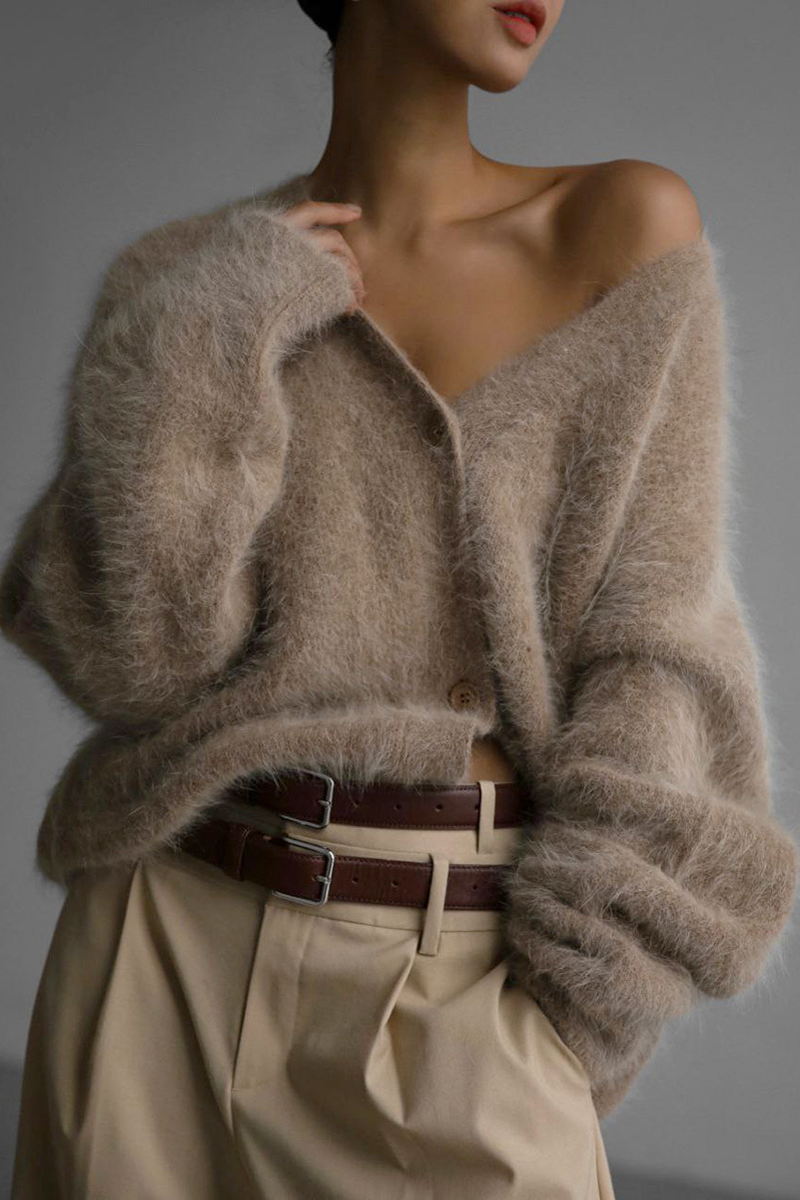 Vêtements d'extérieur élégants pour célébrités, col en V, boutons unis.