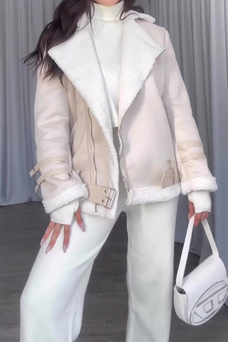 Vêtements d'extérieur décontractés à col polo, en patchwork uni.