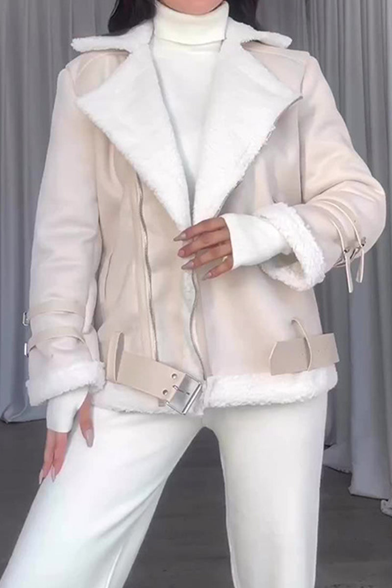 Vêtements d'extérieur décontractés à col polo, en patchwork uni.