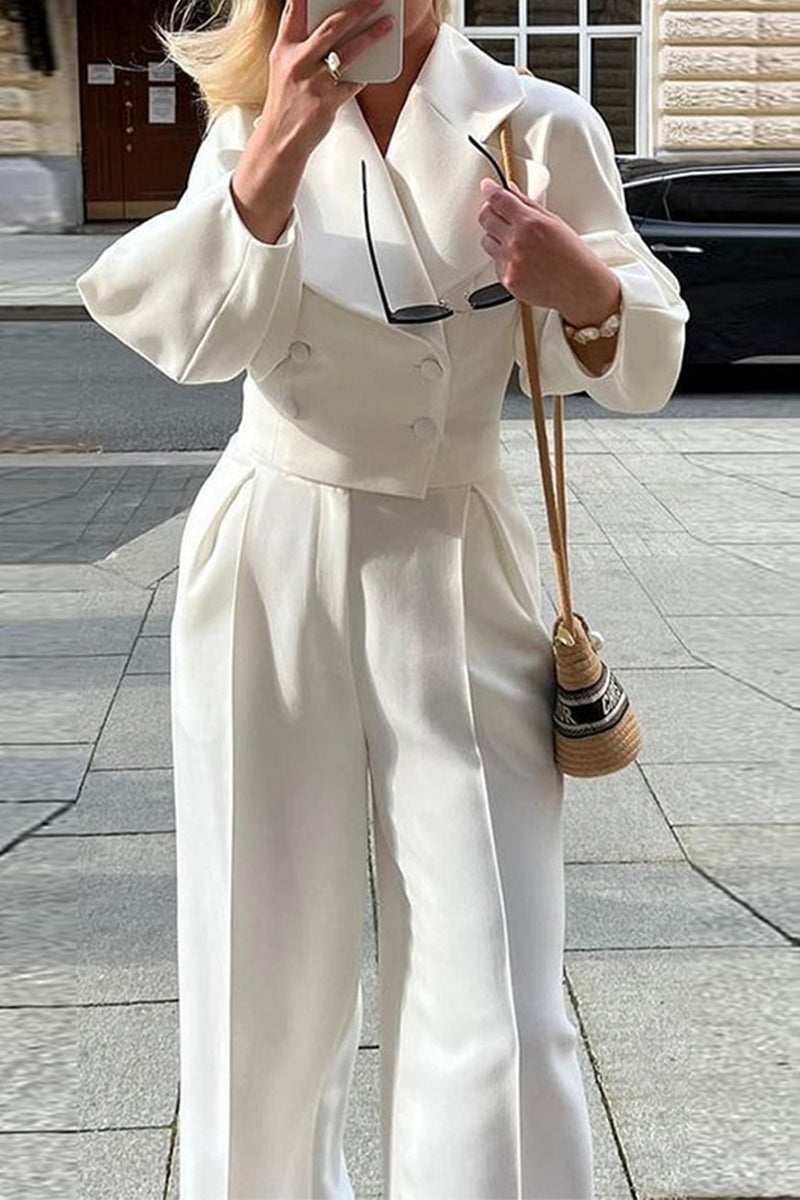 Ensemble deux pièces Work Street : chemise à manches longues à col boutonné et poches.