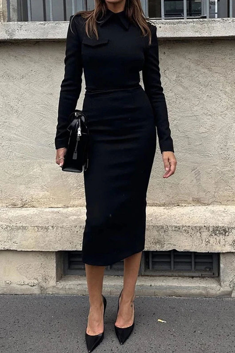 Simplicity Robe-jupe portefeuille à col montant uni