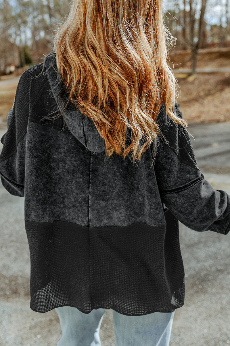 Vêtements d'extérieur décontractés, unis, à capuche et fermeture éclair, style vintage.