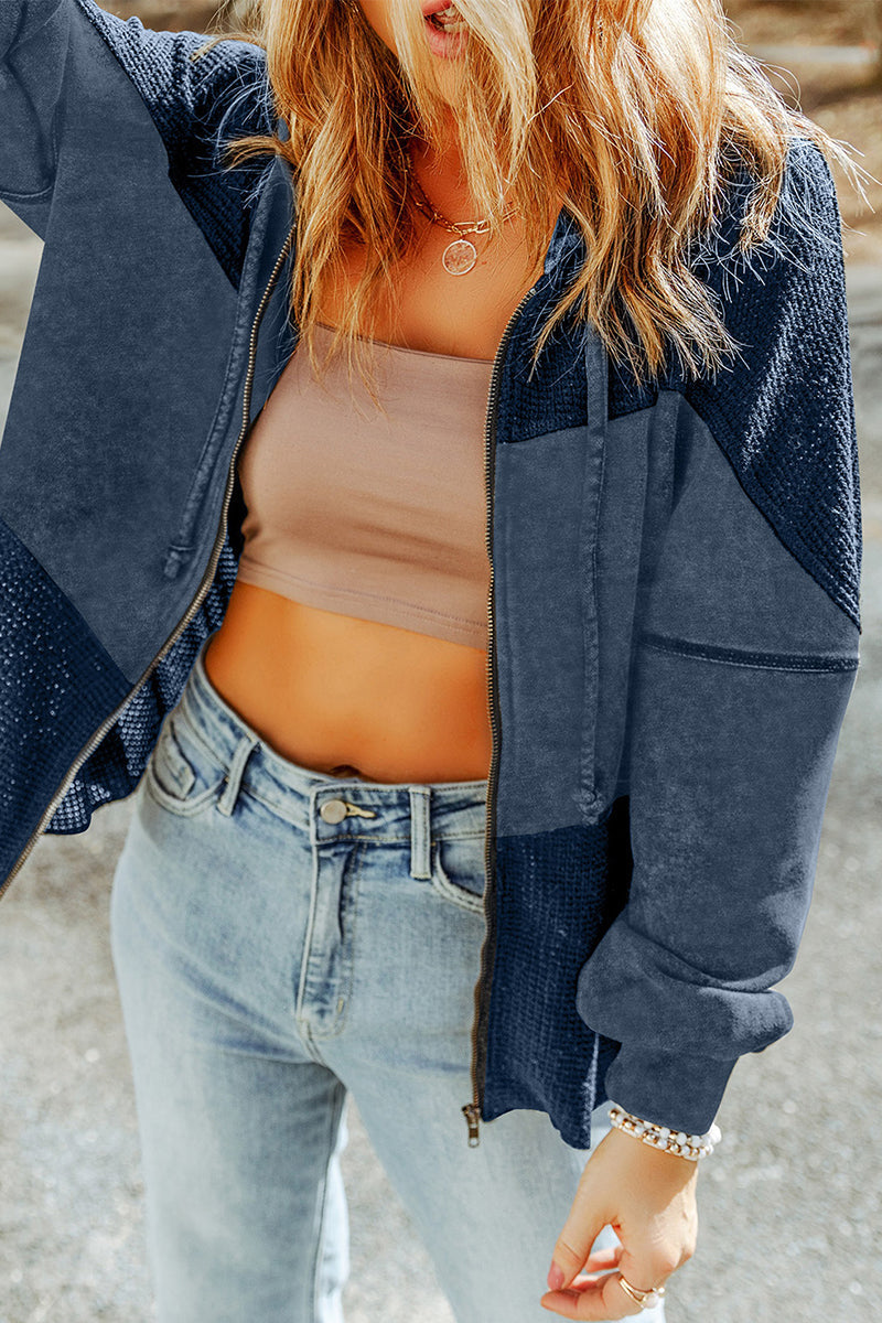 Vêtements d'extérieur décontractés, unis, à capuche et fermeture éclair, style vintage.