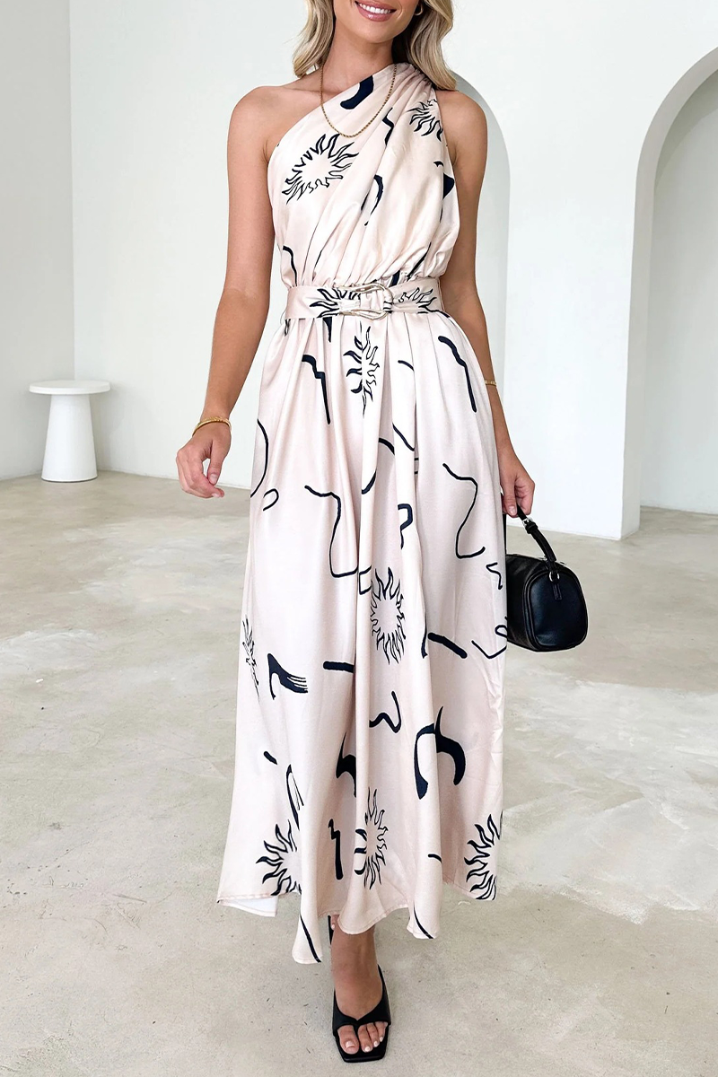 Robes sexy à fleurs, dos nu, col oblique et taille cintrée.