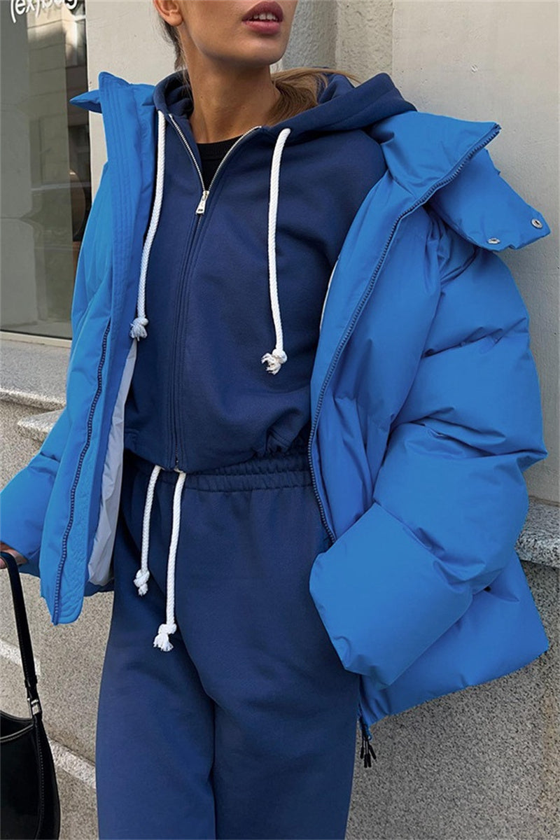 Vêtements d'extérieur à capuche, style patchwork uni, décontractés (6 couleurs)