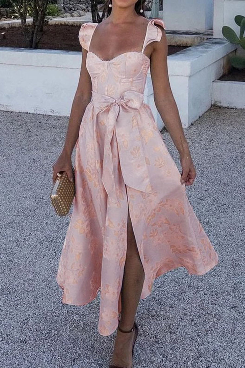 Vintage Elegant Print Frenulum Square Collar Princess Dresses(3 Colors)