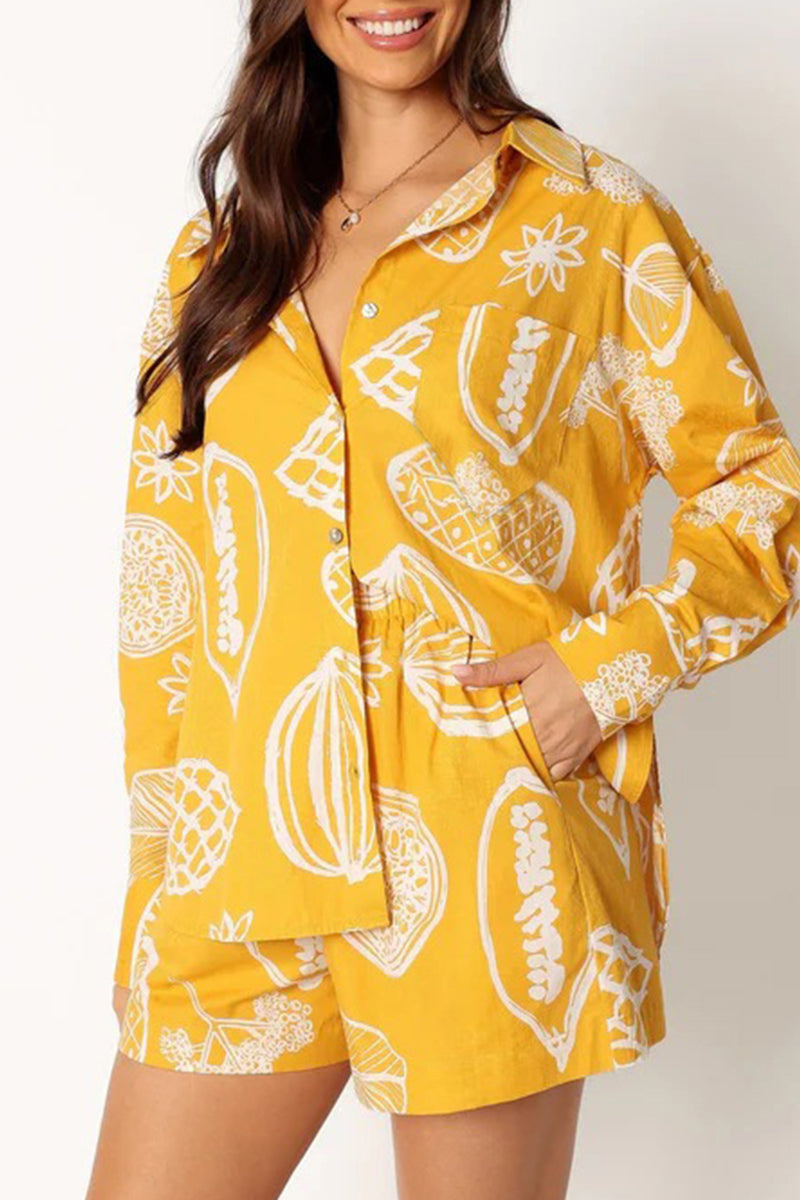 Ensemble deux pièces décontracté à manches longues, col montant, avec patchwork floral.