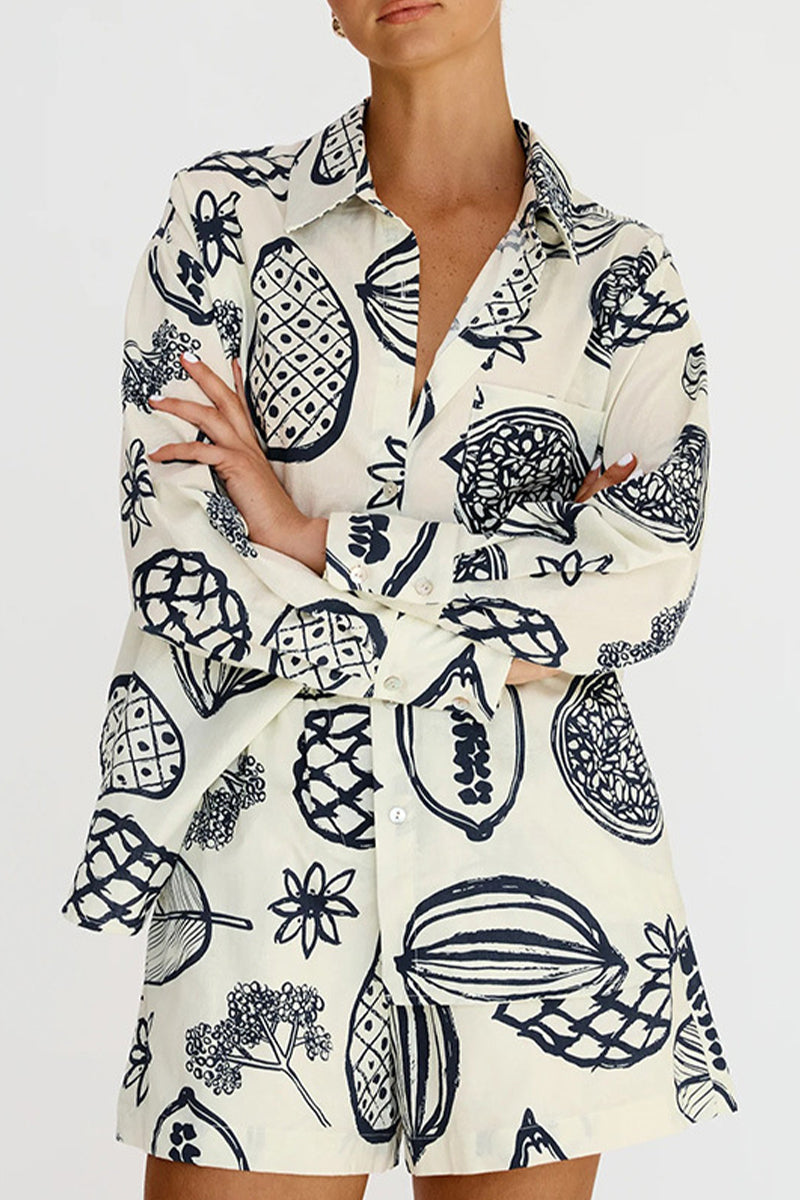 Ensemble deux pièces décontracté à manches longues, col montant, avec patchwork floral.