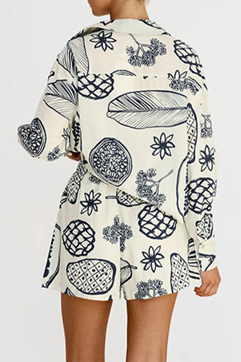 Ensemble deux pièces décontracté à manches longues, col montant, avec patchwork floral.