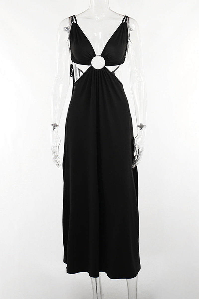 Robe de plage sexy, dos nu, décolleté en V, fendue, dos ajouré (3 couleurs)