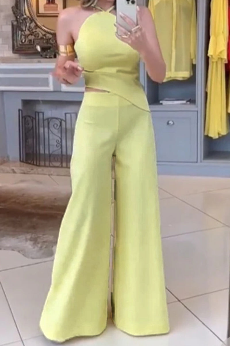 Combinaisons-jumpsuit décontractées, simples, dos nu, asymétriques et à bretelles.