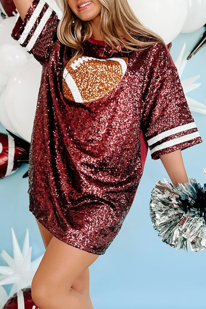 Casual Patchwork Sequins O Neck Dresses