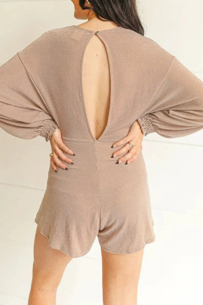 Combinaisons décontractées, dos nu, col en V, à paillettes, taille régulière.