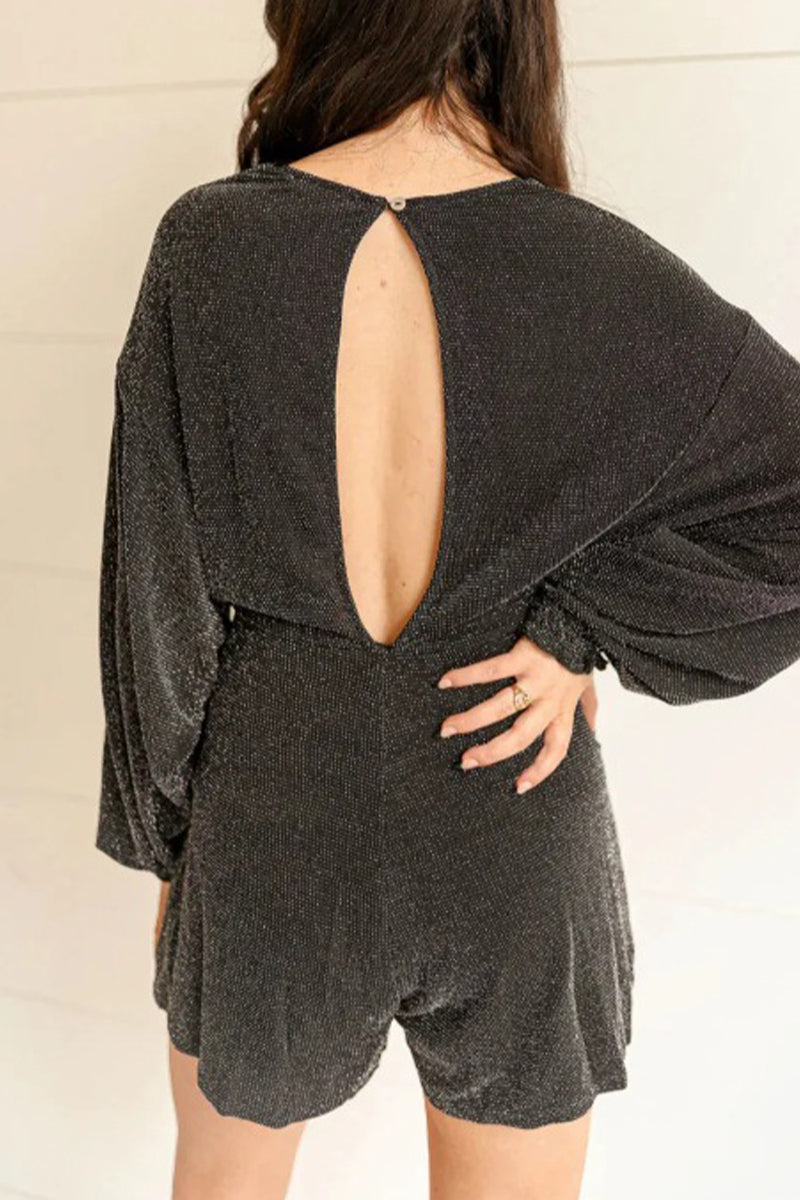 Combinaisons décontractées, dos nu, col en V, à paillettes, taille régulière.